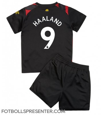 Manchester City Erling Haaland #9 Bortatröja Barn 2022-23 Kortärmad (+ korta byxor)